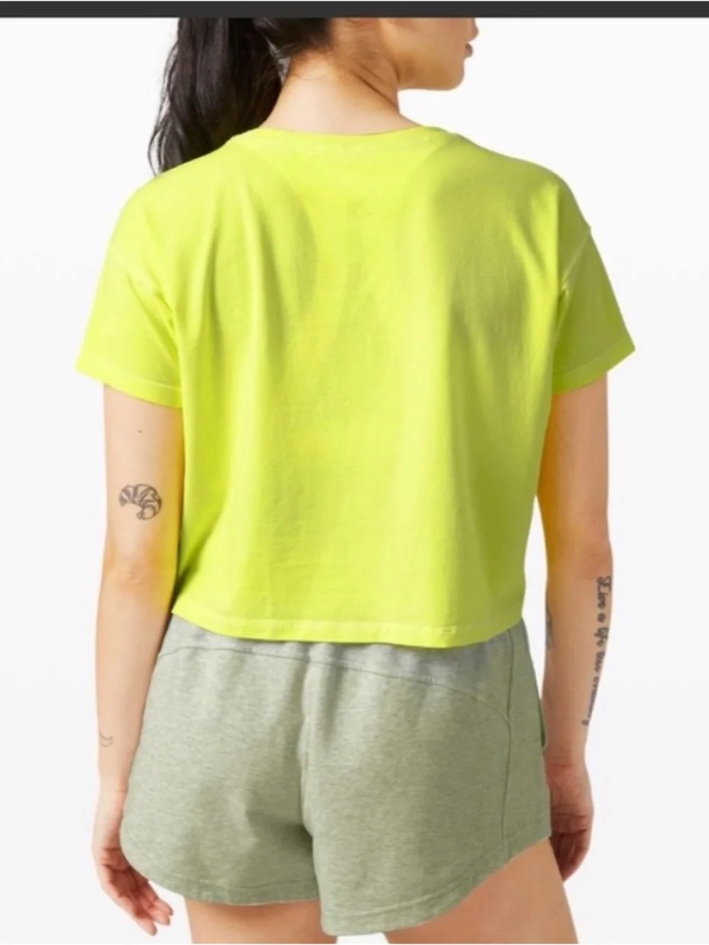 Lululemon Cates Fade Tee Neon Yellow Cropped Tee